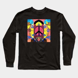 Peace sign bright color anti war peace Israel Palestine psychedelic art Long Sleeve T-Shirt